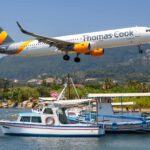 thomas cook flight travels above the sea