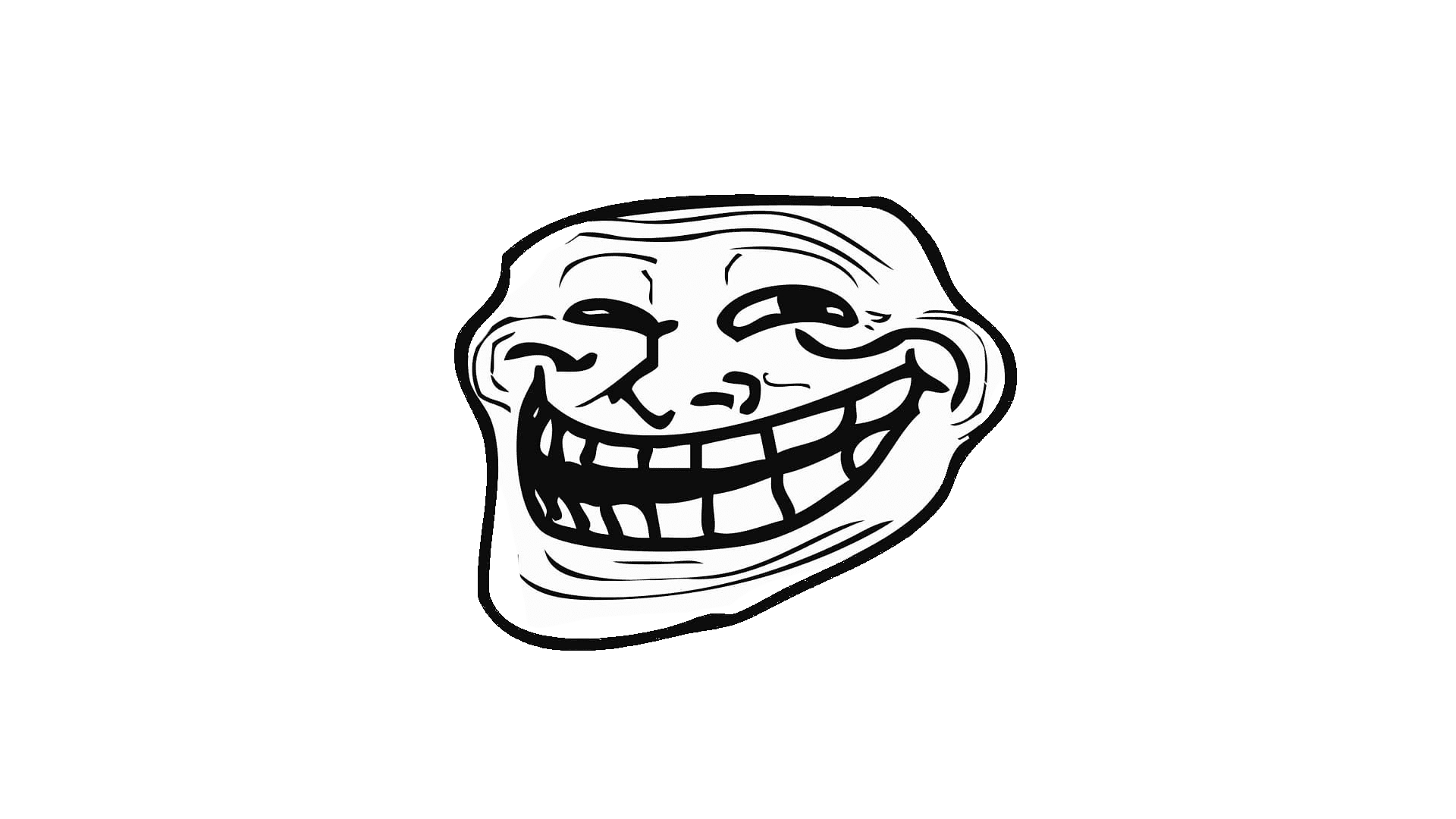 Trollface mém, a trollok és trollkodás internetes jelképe.