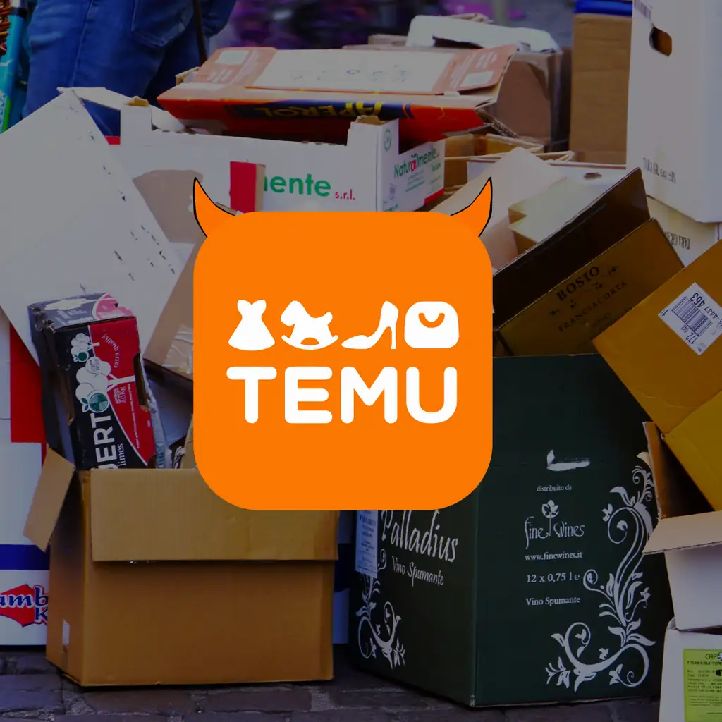 A Temu logója szarvakkal megtűzdelve.
